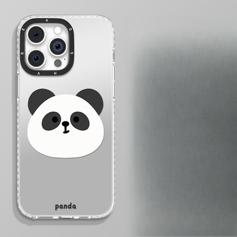 Panda Fulcrum Bracket Suitable for Apple 16 Mobile Phone Case Xiaomi 15pro Simple and Cute 13 All Inclusive 14 Energy Imd