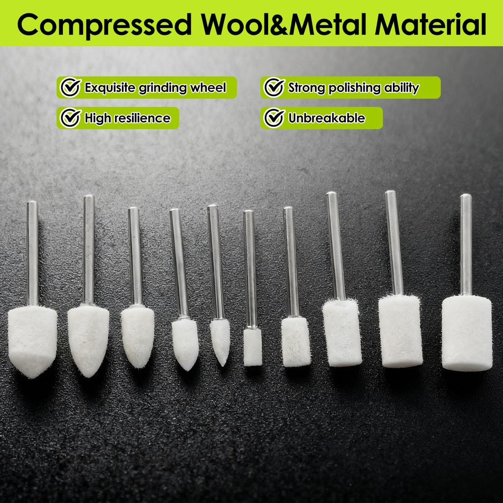 237pcs Wool Felt Polishing Wheel Cloth Buffing Disc Jewelry Mirror Sanding Pads Kit 1/8" Shank For Dremel Drill Rotary Tool