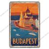 Famous City Landscape Poster Vintage Metal Signs Budapest Malta Sydney Tin Plate Retro Wall Art Decor for Living Room Home