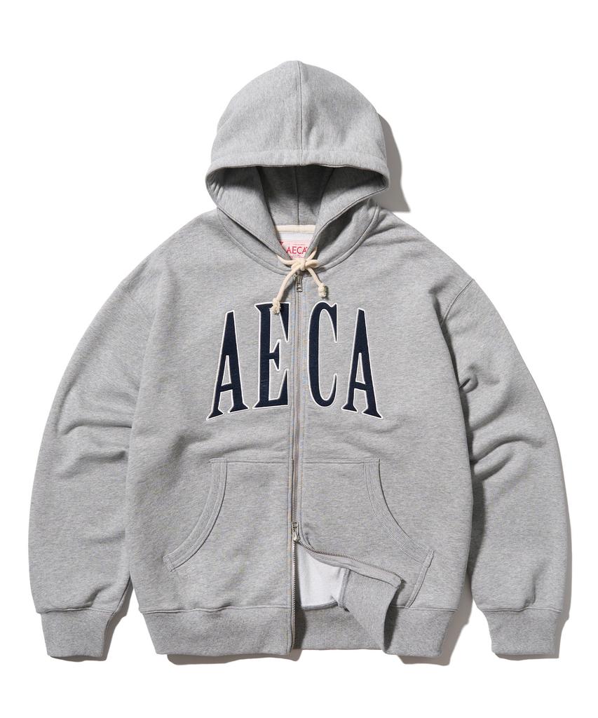 Aeca Aeca Applique Zip Up Hoodie-Grey
