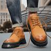 Fashion Derby men's thick soled shoes Fashionable gentleman Daily leisure business party Office wedding genuine leather Black shoes