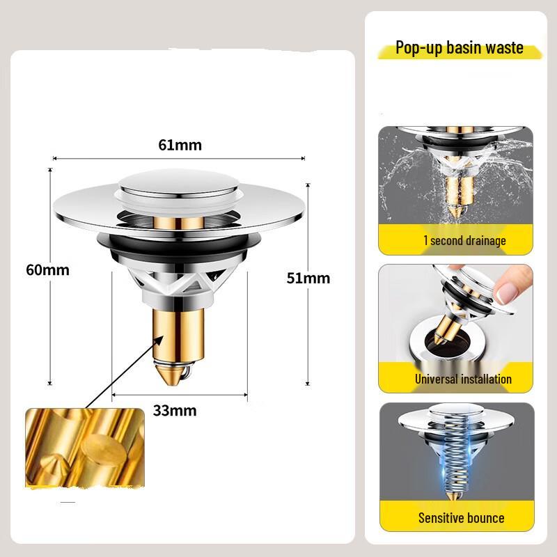 Washbasin Sink Pop-up Drain Core