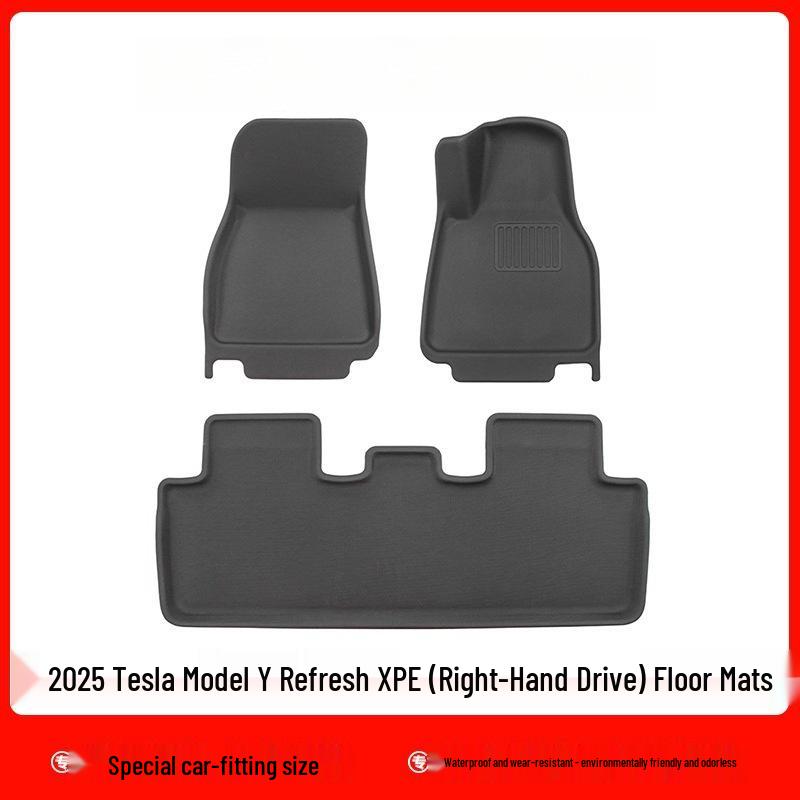 Eco-friendly TPE floor mats and trunk backrest mats for the updated Tesla Model Y.