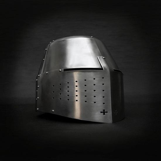 14th Century Great Helmet with Stand Medieval Crusader Knight Steel Armor Helmet for LARP, SCA, Reenactment Cosplay Gift