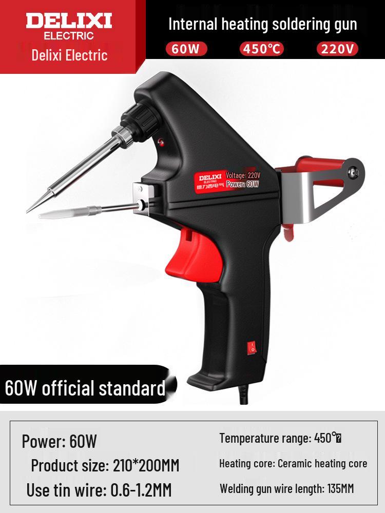 DELIXI Professional Electric Soldering Gun - Constant Temperature Iron for Household and Small Repair Welding Tasks.