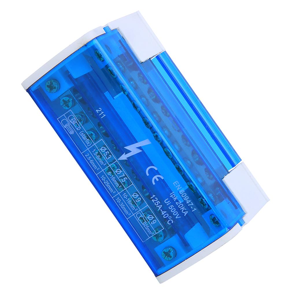 Terminal Distribution Box Din Rail 2-Level Single Phase with Transparent Dust Cover 211
