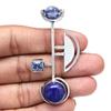 Lapis Lazuli Sky Blue Topaz  Mother's Day Silver Jewelry Pendant  2.5"