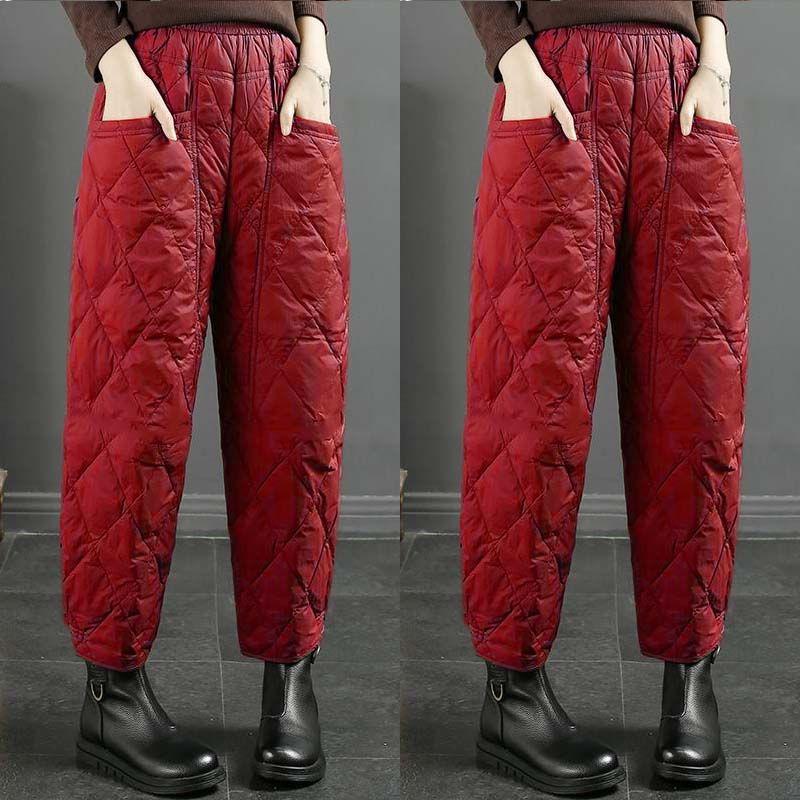 Ultra-lightweight Down Pants Women's High-end Loose Outer Wear Winter Thickened High-waist Straight Cotton Pants