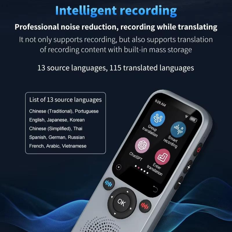 New S20 Language Translator Device Support 138 Real-time Language Translator Translation AI Translator with ChatGPT Translator for Students Learners