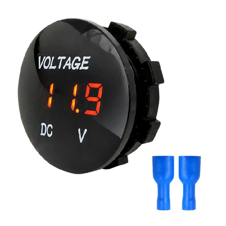 Round Panel Digital Meter with LED Display, 3-30V Battery Reader for 12V 24V Motorcycle Car Boat Equipment Use