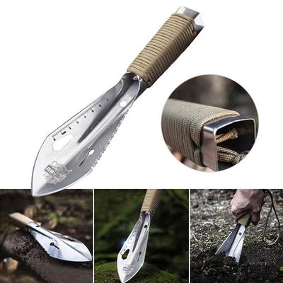 Pelle de jardin extérieure en acier inoxydable, désherbeur multi-outils avec truelle à creuser en dents de scie