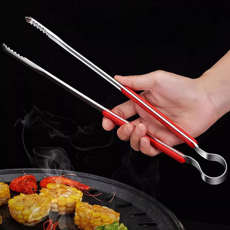 1pcs Kitchen Food Tongs Stainless Steel Barbecue Grill Meat Clip Non-Slip Cooking Tweezers Buffet Salad Steak Clamp Utensils