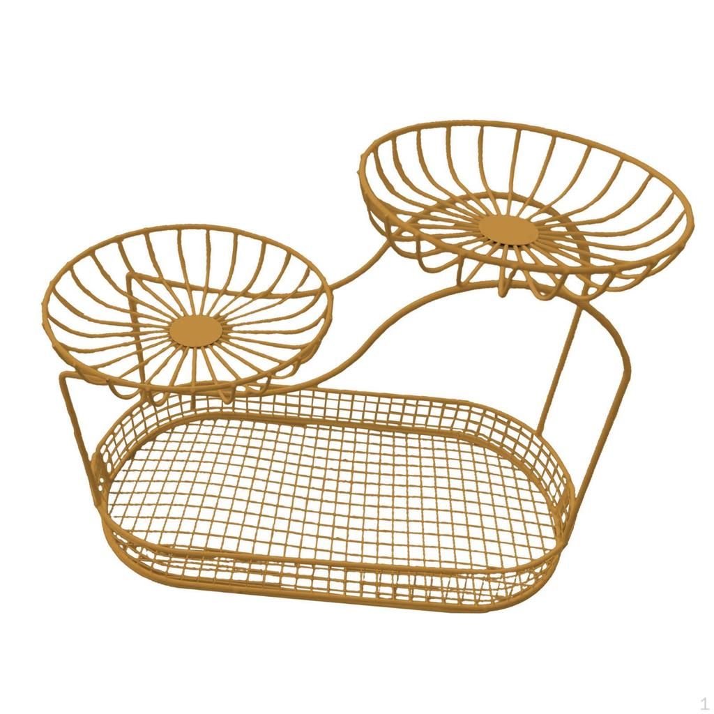 Countertop Fruit Basket 3 Tier Large Capacity Multipurpose Organizer Metal Mesh for Snack