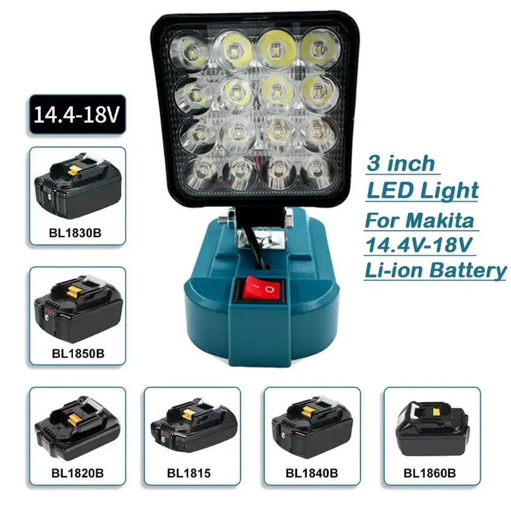 3 Inch LED For Makita 14.4V-18V Work Light Outdoor Flashlight Camping Lamp Li-ion Battery Emergency Lighting Cordless Lantern
