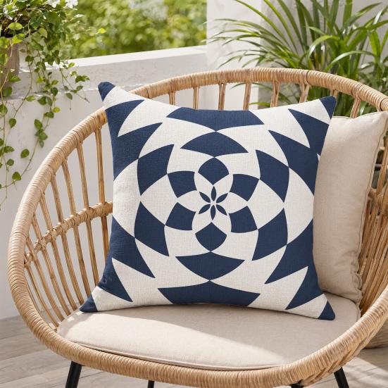Geometric Pillow Cover, Washed Linen Look Throw Pillow Case with Hidden Zipper, Minimalist Cushion Cover for Sofa, Bed, Office, Cozy Home Decor
