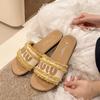 French Small Fragrant Slippers Women's Summer Wear 2025 Summer New Fashion Letters One Word Flat Bottom Beach Cool Slippers