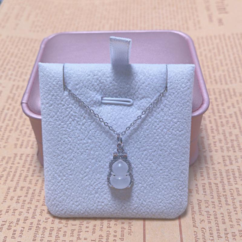 Neues chinesisches Stil Silber Jade Bogen Kürbis Halskette mit Imitation Achat Anhänger für Damen