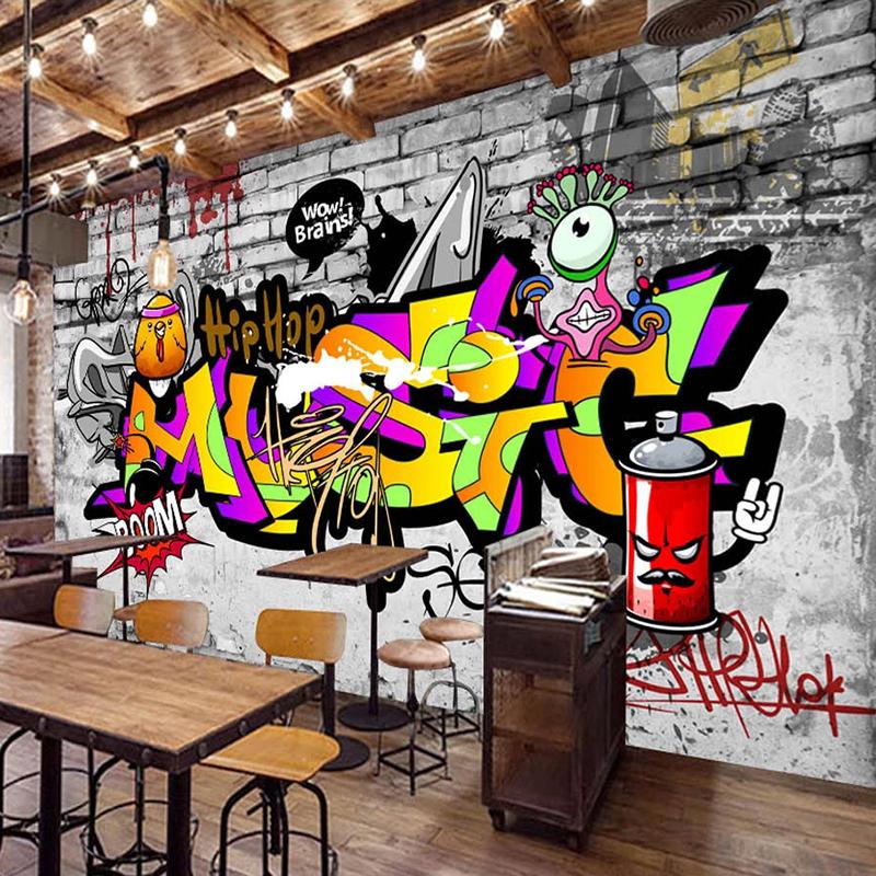 Graffiti 3D Tapete Street Art Wandmalerei Wohnzimmer Heimwerker Café Restaurant Bar Ktv Wandbild