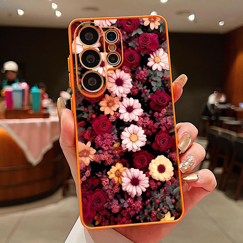 Magnetic Flower Pattern Phone Case For Samsung Galaxy S26 S25 Ultra Edge S24 S23 FE A57 A17 A56 A37 A16 A55 A36 A54 A15 5G Cover