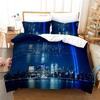 3D City Night View Print Love Child Duvet Cover Set HD Comforter Cover Bedclothes for Kids Bedding Sets Bedroom Decor
