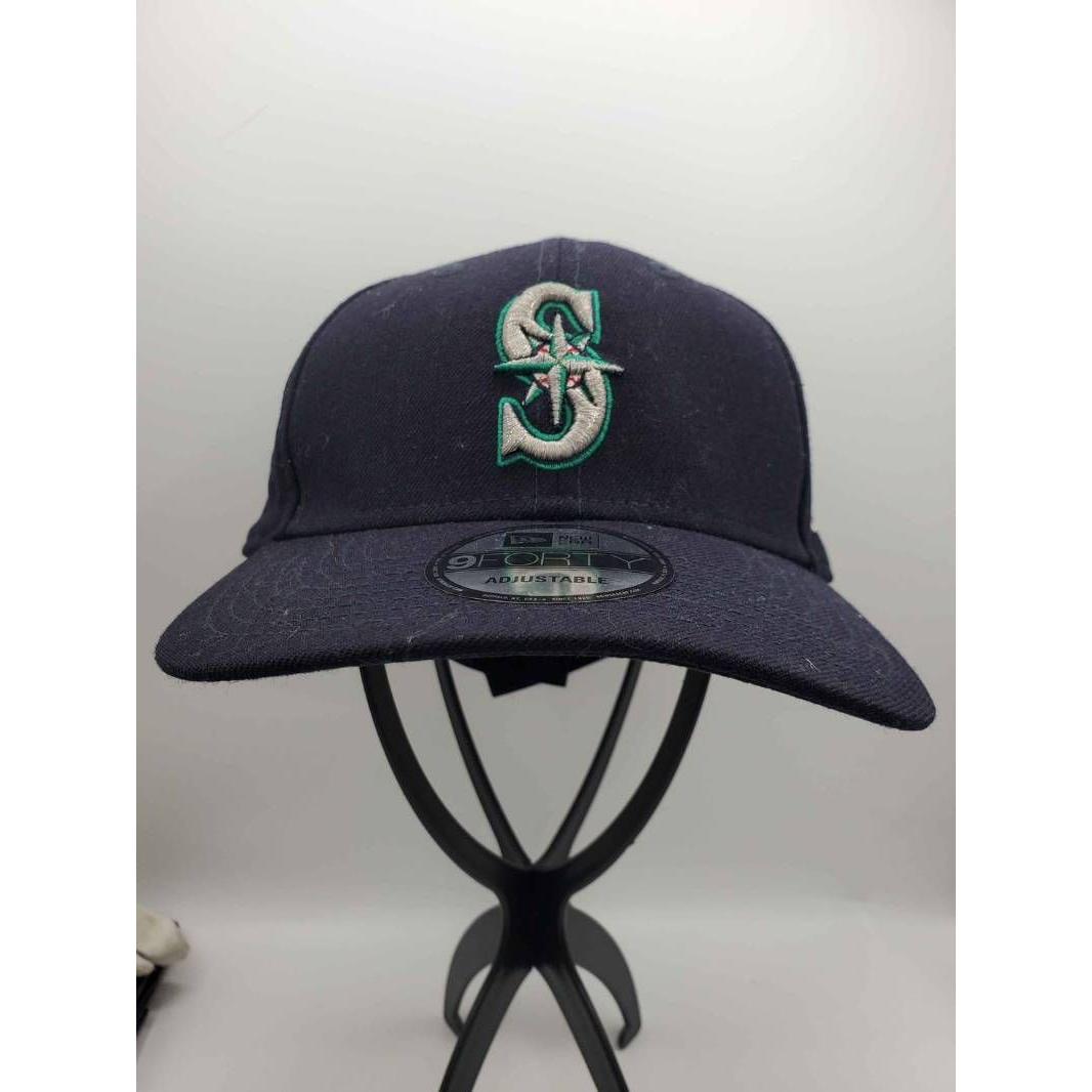 Used NEW ERA New Era 9FORTY Logo Embroidery Seattle Mariners Baseball Cap Cap Hat Black