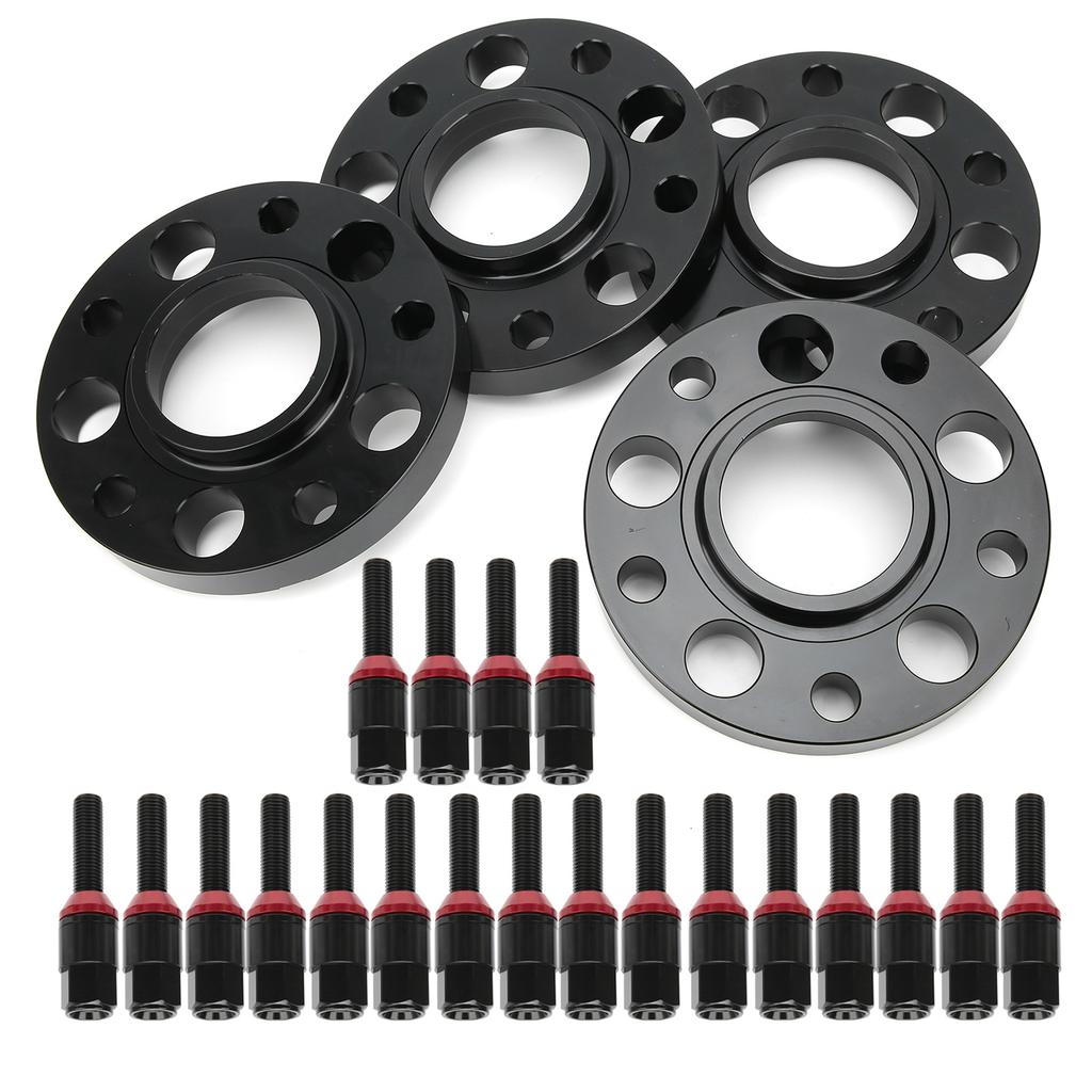 4pcs Flange Wheel Spacers 20pcs Extended Lug Bolts Sleeve Staggered Kit Fit for 1 3 5 6 7 8 SERIES(Black )