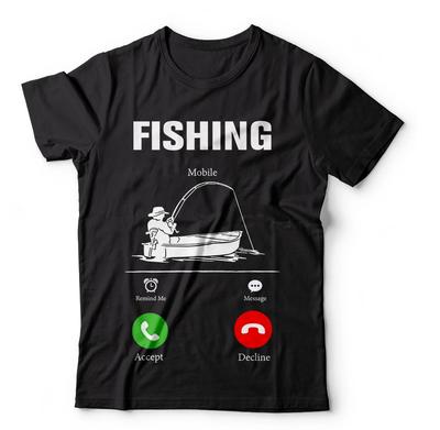 Fun Fishing Gift for Fisherman Fun Fishing T-shirt High Quality Printed Round Neck Short Sleeve Personality Tops
