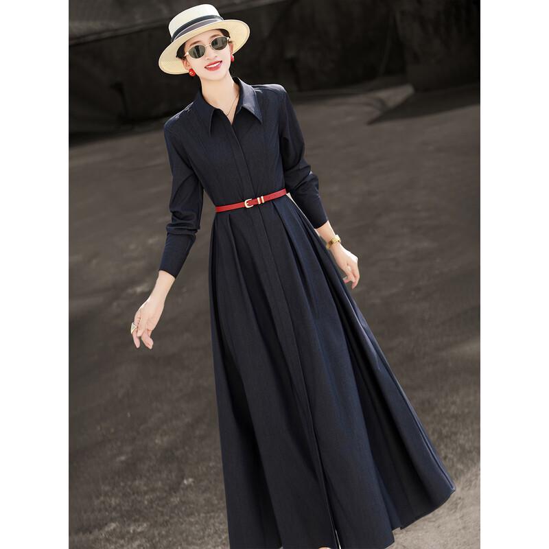 Elegant A-Line Long Sleeve Shirt Dress