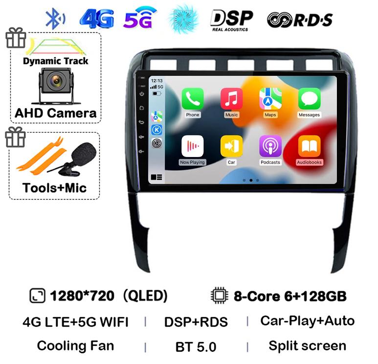 Android 14 Carplay Auto for Porsche Cayenne 1 9PA 2002-2010 Car Radio GPS Stereo Multimedia Player Head Unit 2 Din WIFI+4G DSP
