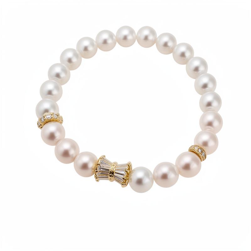 Elegant Milky White Zircon Pearl Beaded Bracelet: Retro Chic with a High-End Feel.