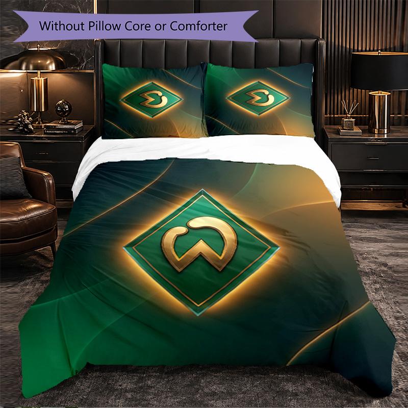 Werder Bremen Football 3 Piece Bedding Set Soft Duvet Cover Set with Pillowcases Printed Bedroom Decor Set for Home
