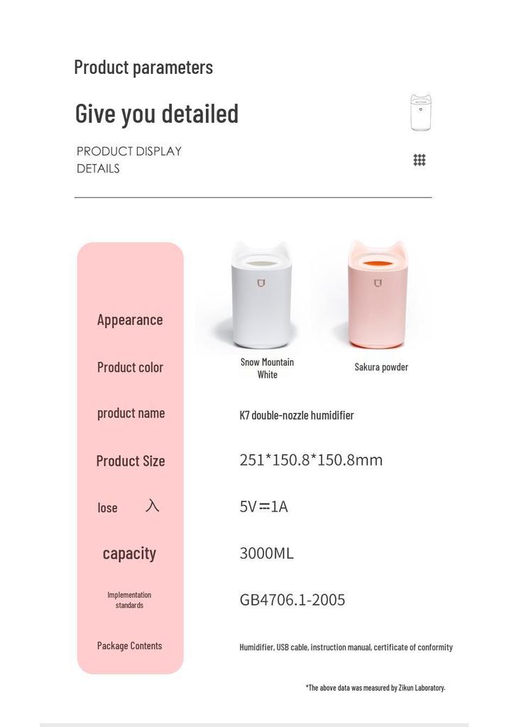USB Humidifier & Air Purifier with Large Mist Output and Atmosphere Light for Home Bedroom
