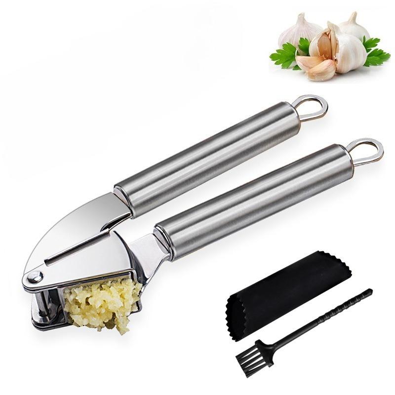 304 Stainless Steel Garlic Press Ginger Crusher Multifunction Manual Garlic Smasher Manual Press Grinding Tool Kitchen Supplies
