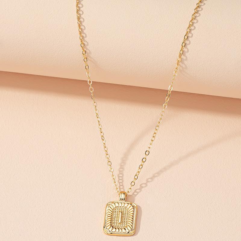 Square Brand 26 English Letter Necklace Hip-hop Necklace Ins Style Female European and American Design Sense Clavicle Chain