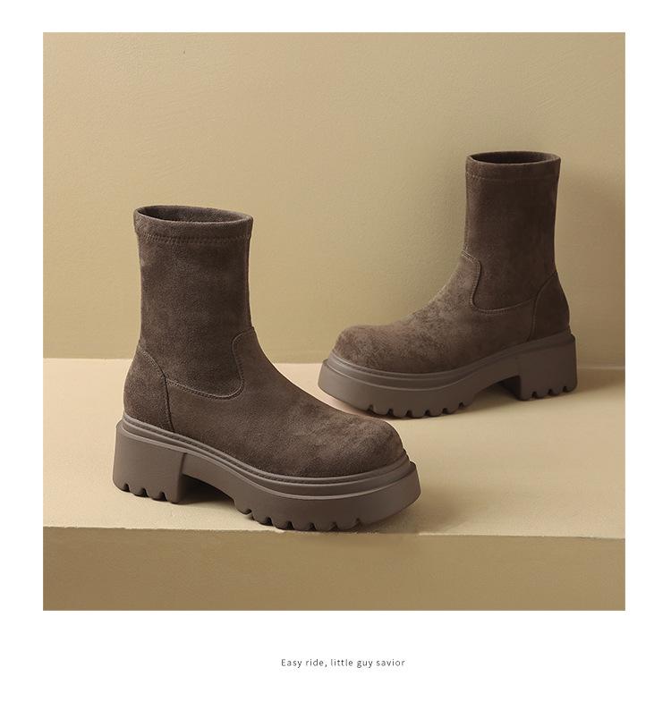 ZHR 2024 New Winter Stretch Boots: Short, Thick-Soled, Velvet-Lined, Trendy, Tall & Slimming Design.