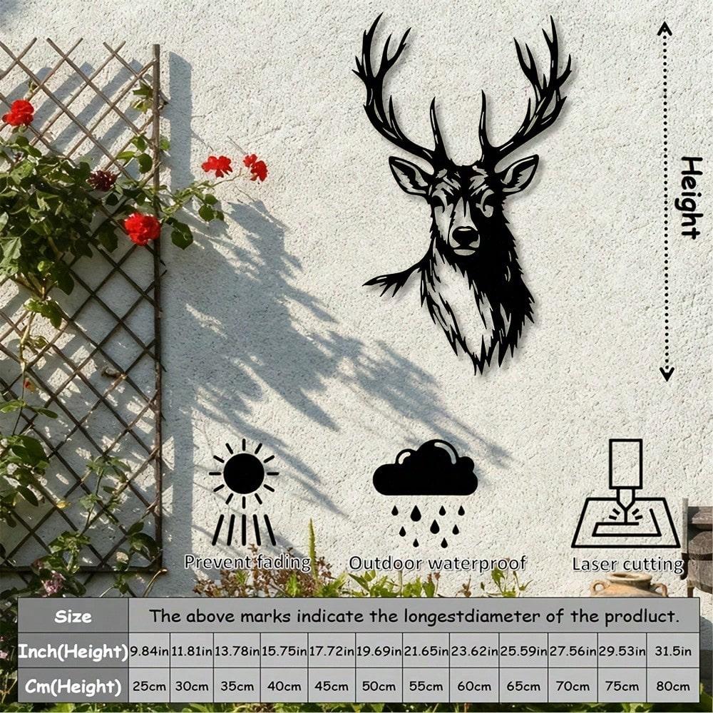 Elegant 2D Metal Deer Head Wall Art, Modern Minimalist Iron Sculpture for Home Decor