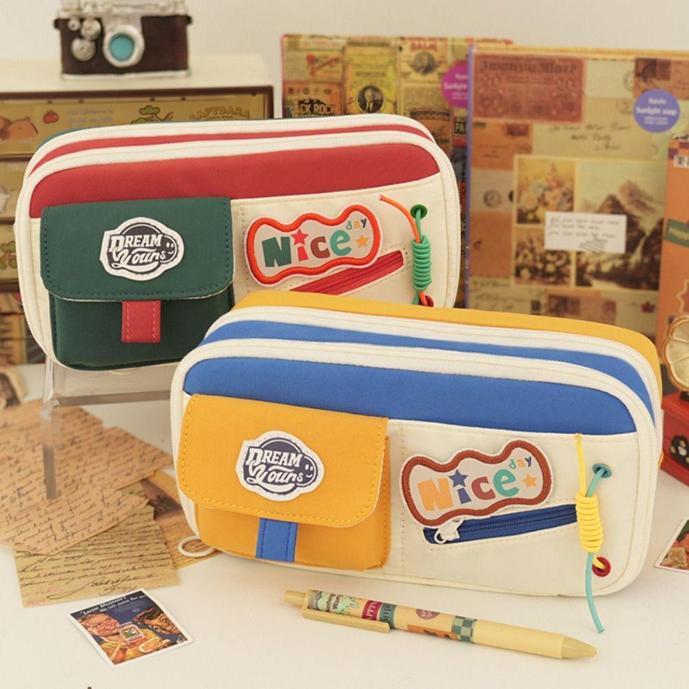 Oxford Cloth Pen Bag Multilayer Pen Box New Pencil Case  Gift