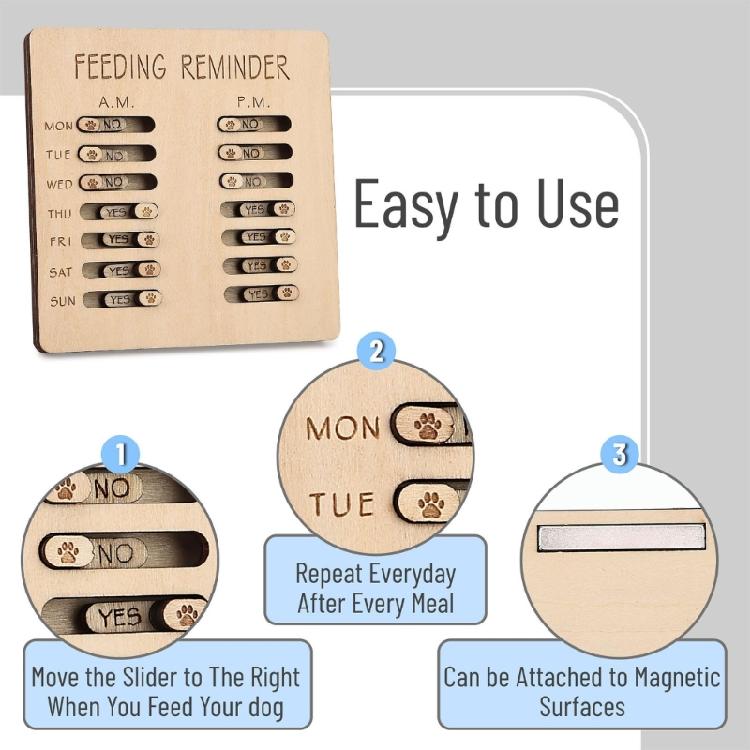 Dog Feeding Chart Wooden Board For Busy Owners with Feeding Switches User Friendly Sliding Indicators Pet Care Solution