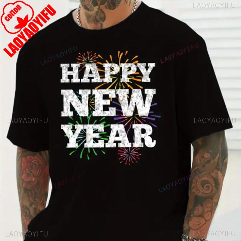 Unisexs 2026 Happy New Year Print TShirt Short Sleeve Casual Funny Outdoors Fashion High Quality Cotton Shortsleev Tee