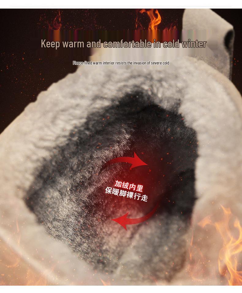 Men's Winter Fleece-Lined Snow Boots - Thick, Warm, Cold-Proof, Non-Slip, One-Step Cotton Shoes