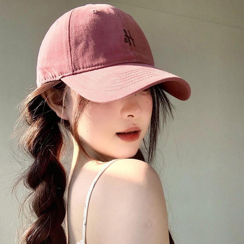 Baseball H Letter Cap For Women Cotton Wide Brim Hat Geometric Pattern Use Casual