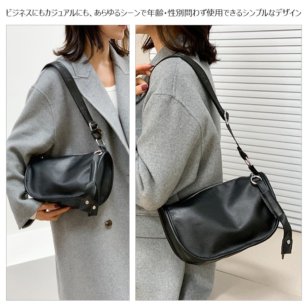 Whatna Natural Cowhide Leather Shoulder Bag for Women, Small Messenger Bag, Business Bag, Fits iPad Mini, Horizontal Design, Genuine Leather,