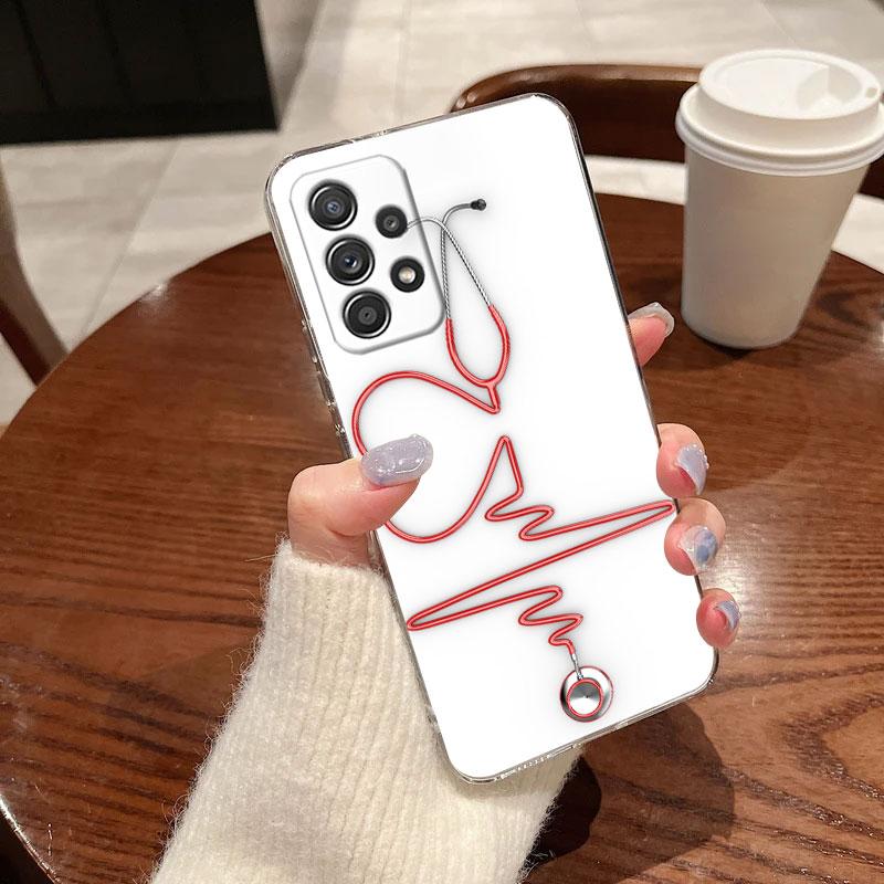 Nurse Medical Medicine Clear Phone Case For Samsung Galaxy A56 A57 A37 A55 A54 A36 A35 A26 A25 A16 A17 A07 A52 A34 A73 A53 Cover