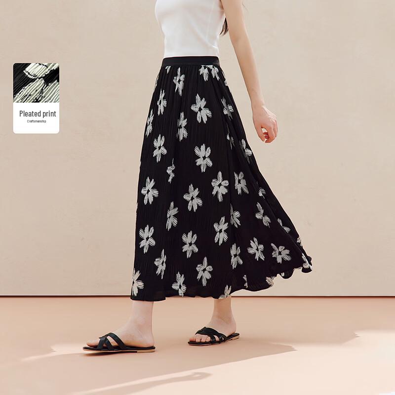 INMAN Pleated Floral Midi Skirt L