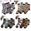 5Pairs Mid-Calf Cotton Socks Men Stripes Wool Tube Socks Thicken Socks Winter  Christmas Gifts