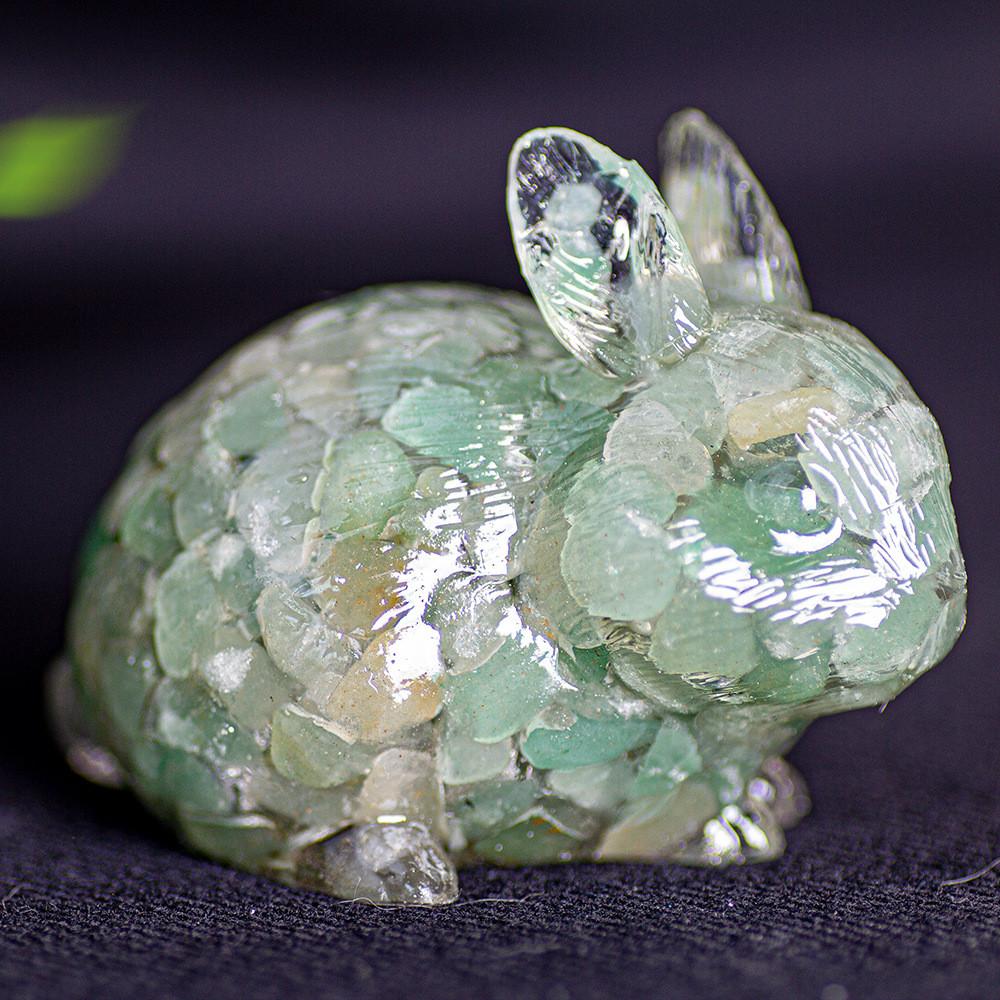 Natural Crystal Resin Bunny Figurine For Home Decor And Gift Giving