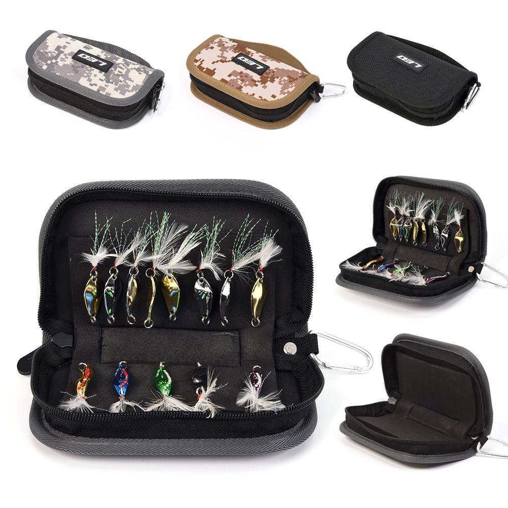 

Мини-портативный контейнер для рыболовных приманок с ложкой, сумка-контейнер на молнии, холст, чехол для рыболовных снастей