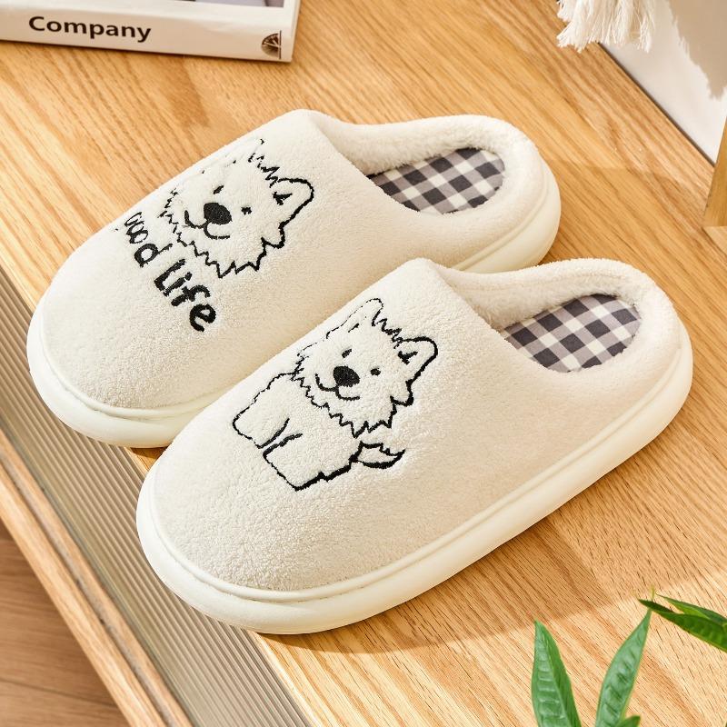 Cute Cotton Slippers Women's New Autumn and Winter Indoor Home Couple Warm Plush Slippers Outer Wear Men's