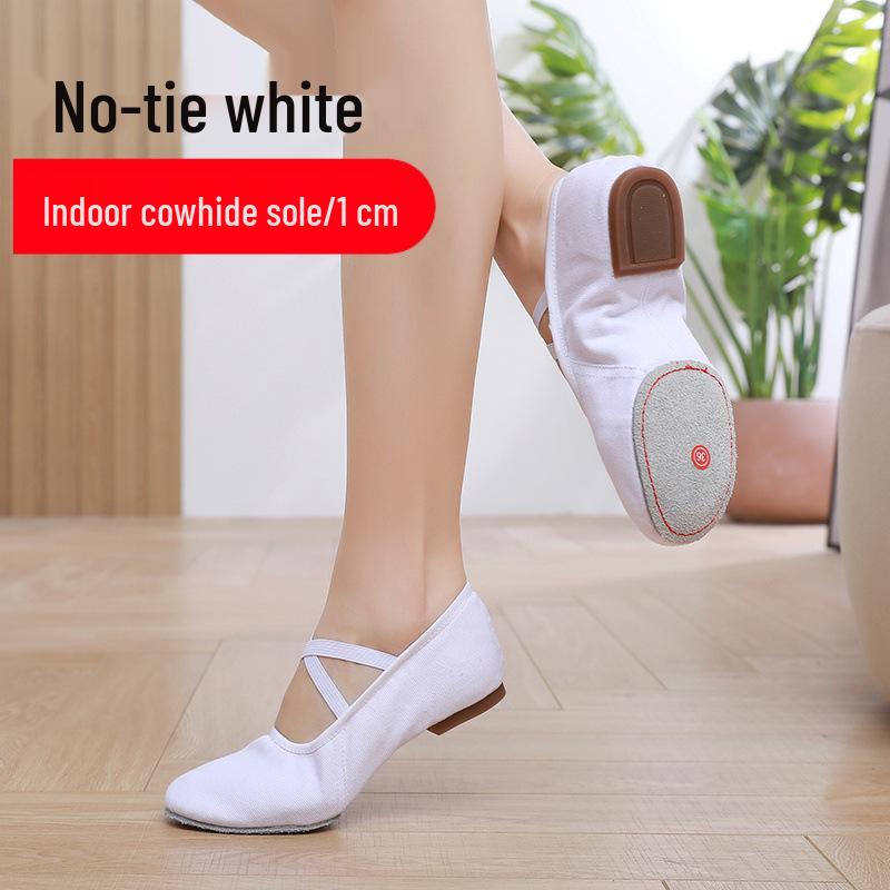 Women's Lace-Free Ballet Heeled Dance Shoes with Soft Sole for Yoga and Classical Dance