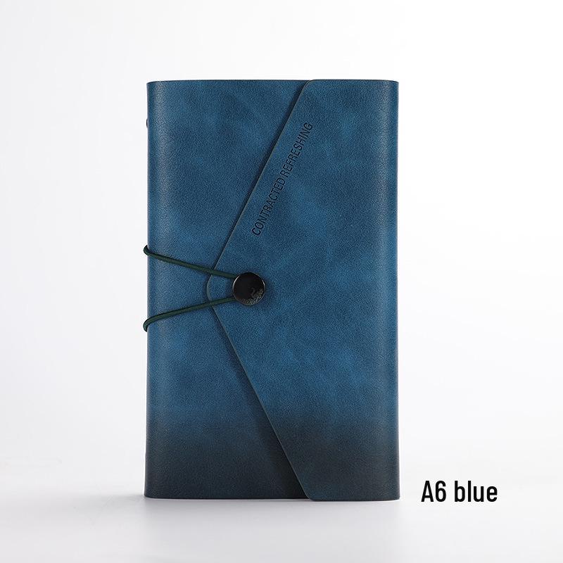 Nostalgic A6 Loose-Leaf Notebook with Retro Binding & Strap - Small A7 6-Hole Creative Pocket Journal with Logo